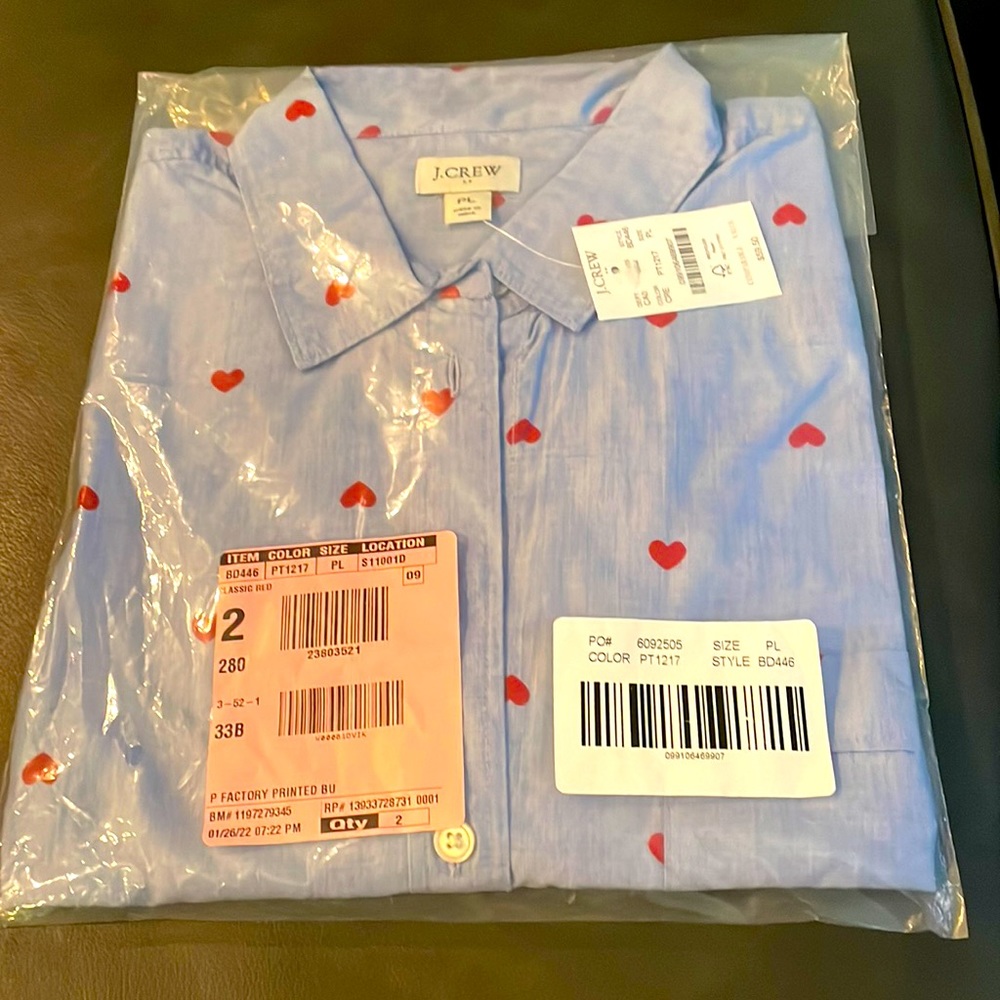 chambray J Crew with hearts. Still in packaging